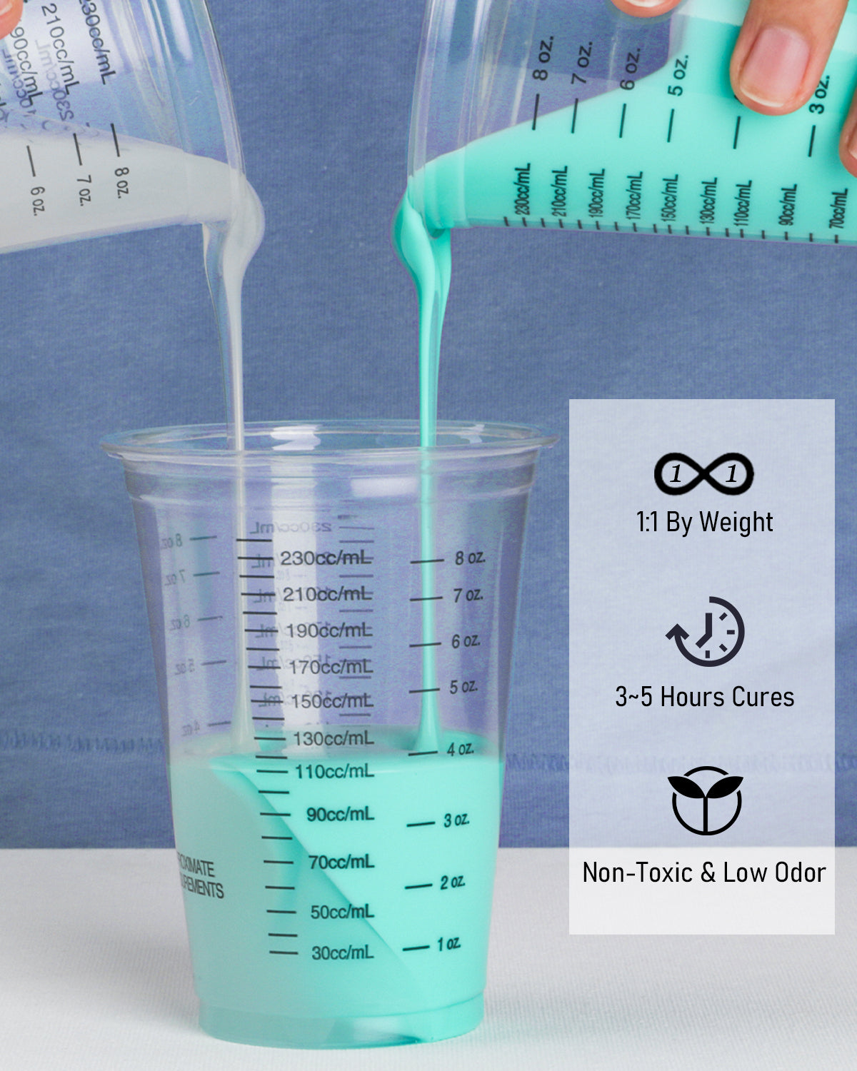 Nicpro 170oz Silicone Mold Making Kit, Platinum Liquid Silicone Rubber, Jade Green Flexible & Food Safe Mix Ratio 1:1 for Casting 3D Resins DIY with 2PCS Mold Housing, Mixing Cups