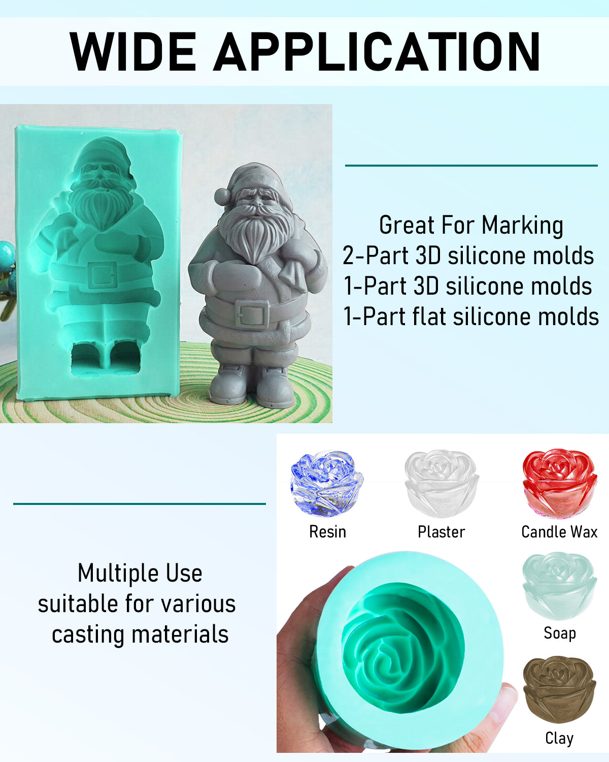 Nicpro 170oz Silicone Mold Making Kit, Platinum Liquid Silicone Rubber, Jade Green Flexible & Food Safe Mix Ratio 1:1 for Casting 3D Resins DIY with 2PCS Mold Housing, Mixing Cups