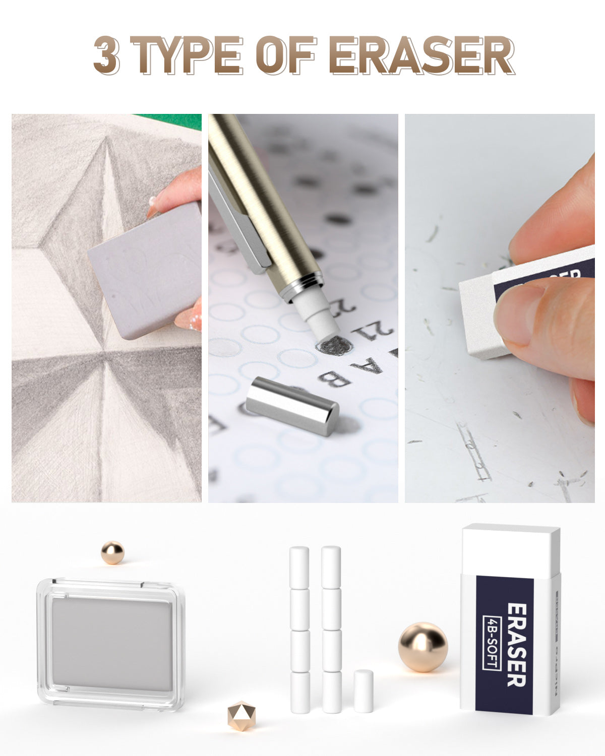 Nicpro 35PCS Gold Art Mechanical Pencils Set, 3 PCS Metal Drafting Pencil 0.5 mm & 0.7 mm & 0.9 mm & 3 PCS 2mm Lead Holder (6B 4B 2B HB 2H 4H Colors) For Sketching Drawing