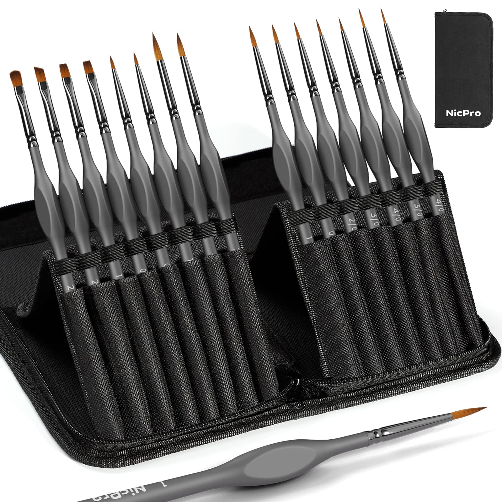 Nicpro 15 Pack Miniature Painting Set, Fine Detail Paint Brushes for M