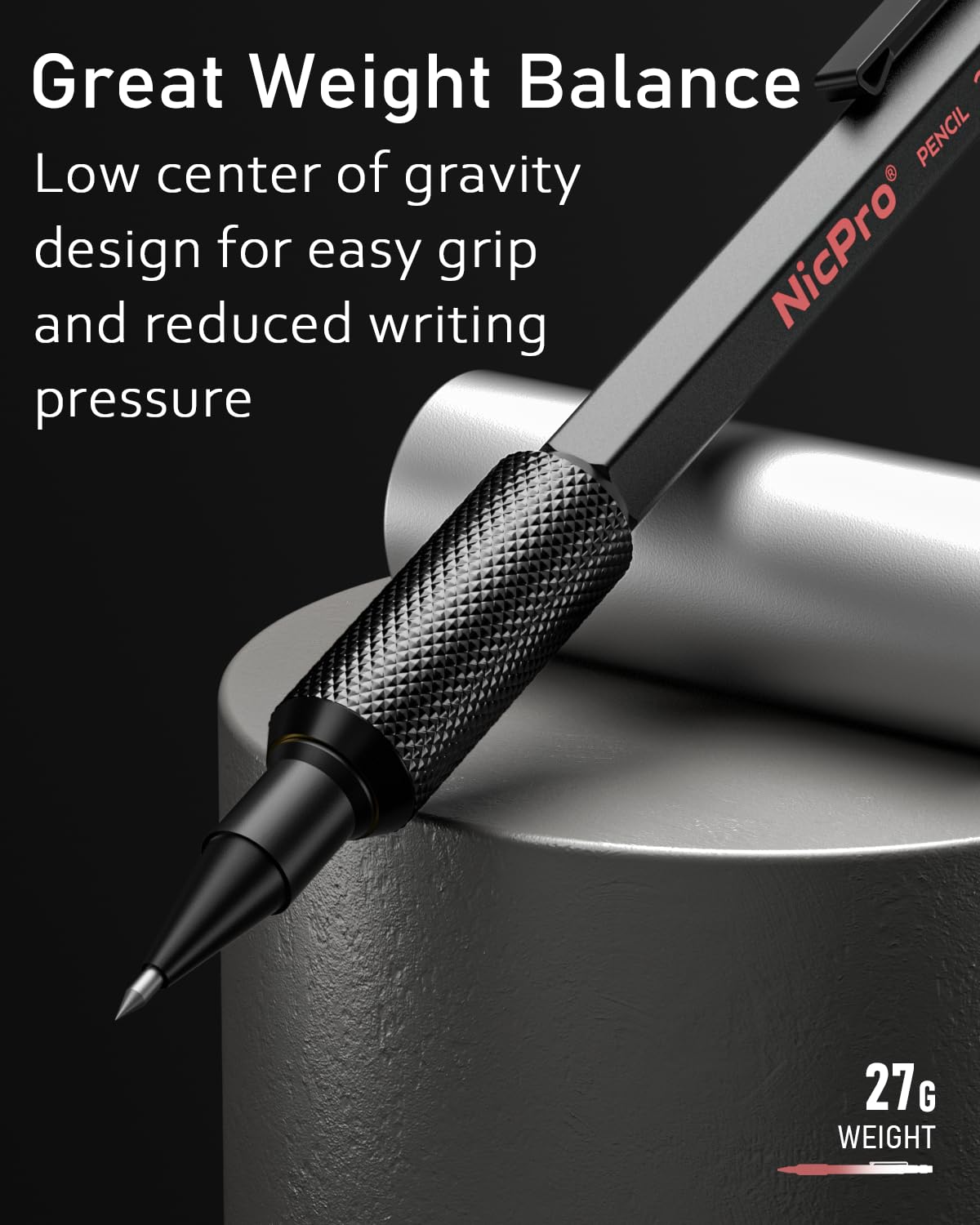 Nicpro 27PCS Art Mechanical Pencils Set in Case, Metal Drafting Pencil 0.5, 0.7, 0.9 mm & 2mm with 13 Tube Lead Refills(4B 2B HB 2H 4H Colors) Weatherproof Barrel for Outdoor Writing Drawing Sketching