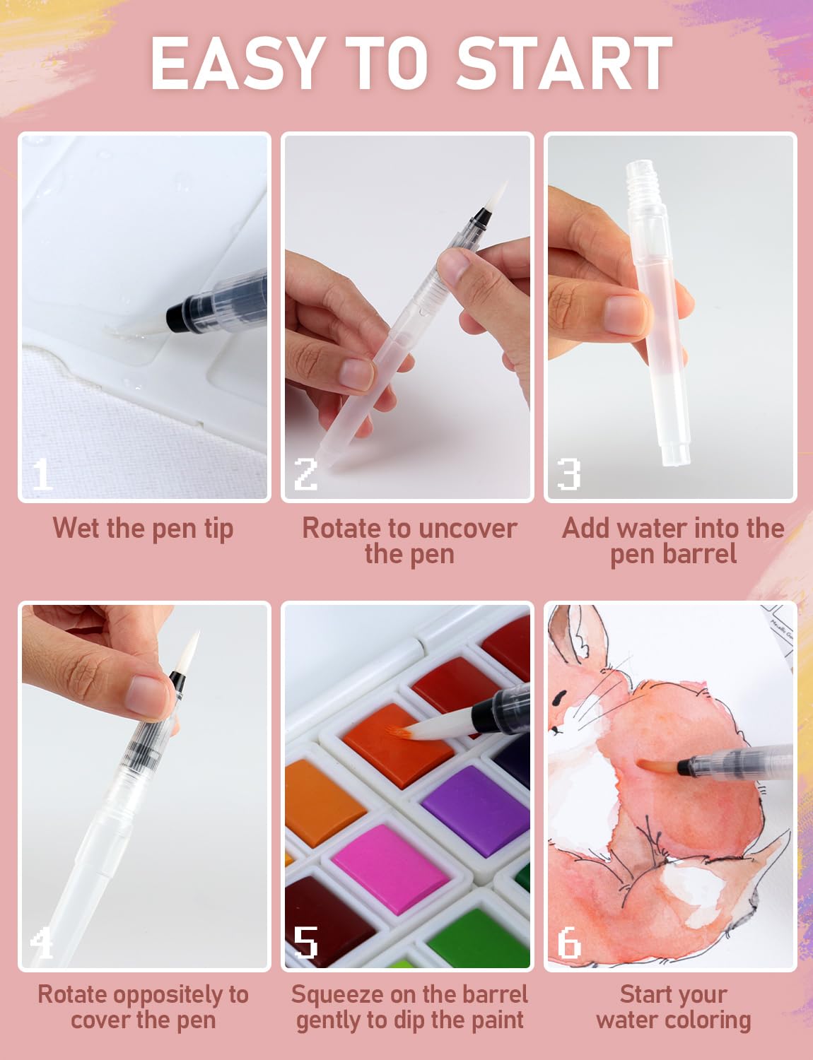 Nicpro 48 Colors Watercolor Paint Set with 8PCS Squirrel Painting Brushes, 25 Sheet Water Color Paper, 2 Water Brush Pens, Palette, Sponge, Art Supplies Kit for Artist Adult Kid Beginner with Gift Box