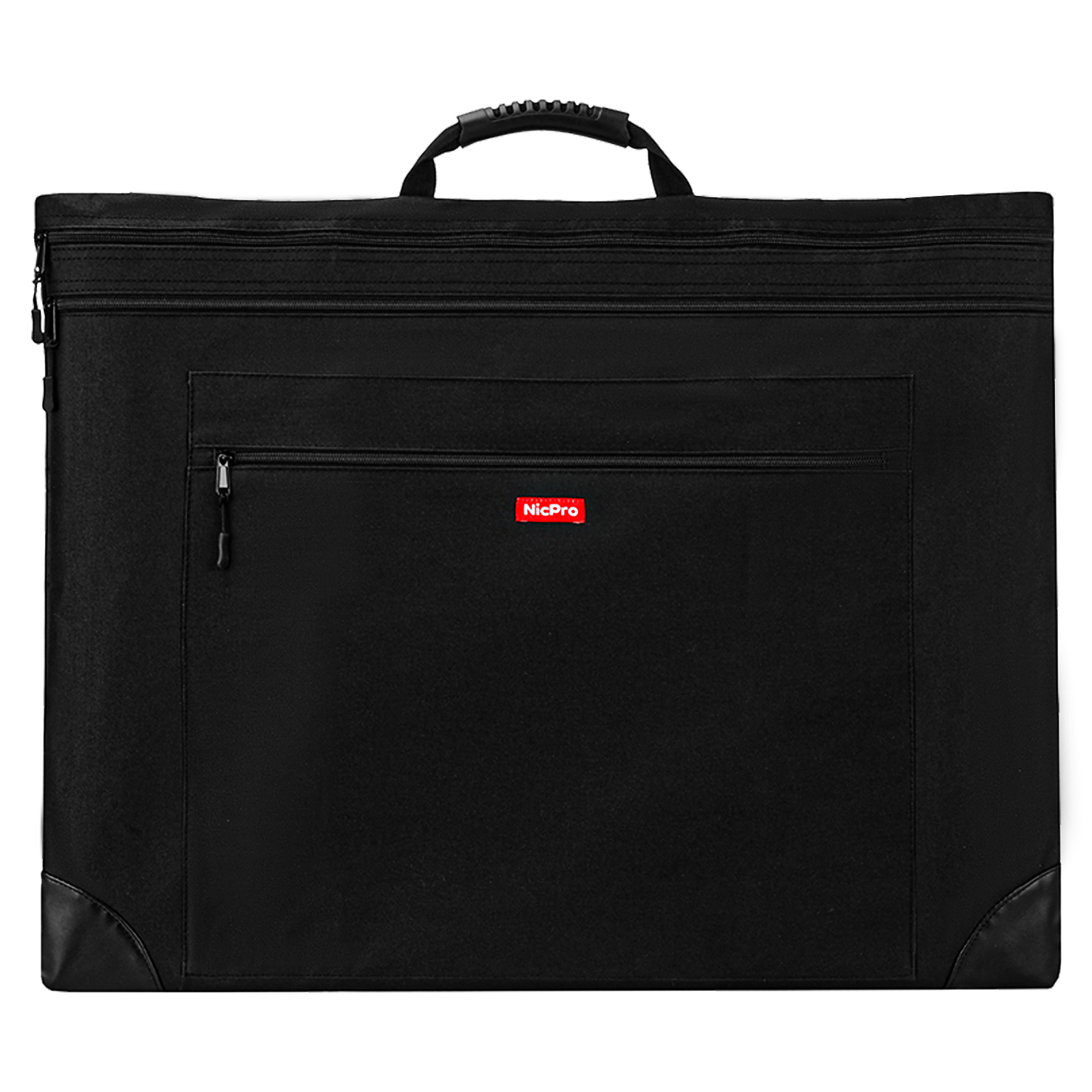 Nicpro Light Weight Art Portfolio Bag, 23x31 Black Art Canvas Portfolio Case with Detachable Shoulder Strap, Leather Corners, Carrying Storage Case for Artwork, Poster, Sketching, and Drawing