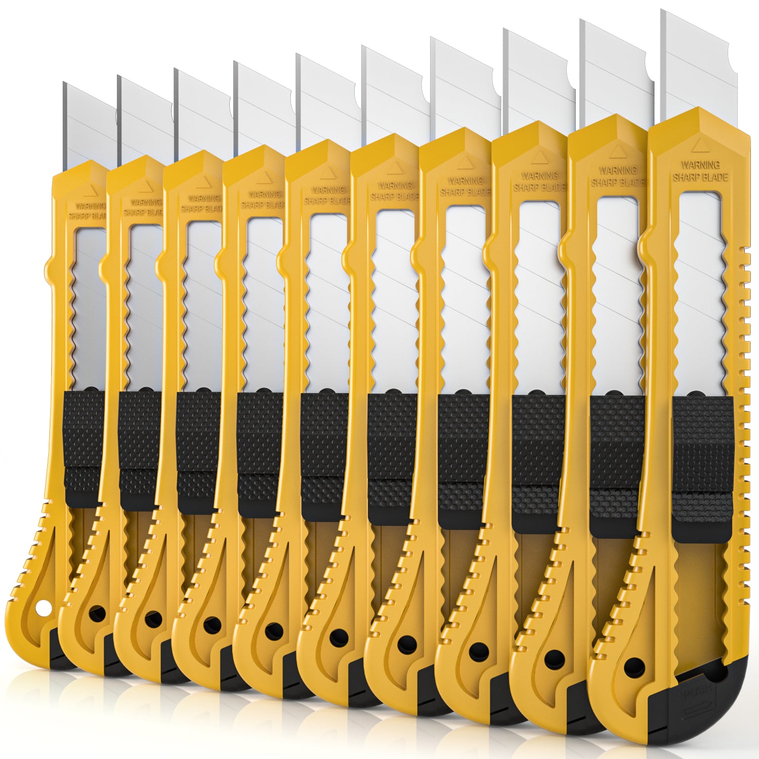 Nicpro 10 PCS Utility Knife Set, 18 mm Retractable Box Cutters Bulk Razor Knife with 10 PCS Extra Snap Off Blades for Heavy Duty Office, Home, Arts Crafts, Hobby