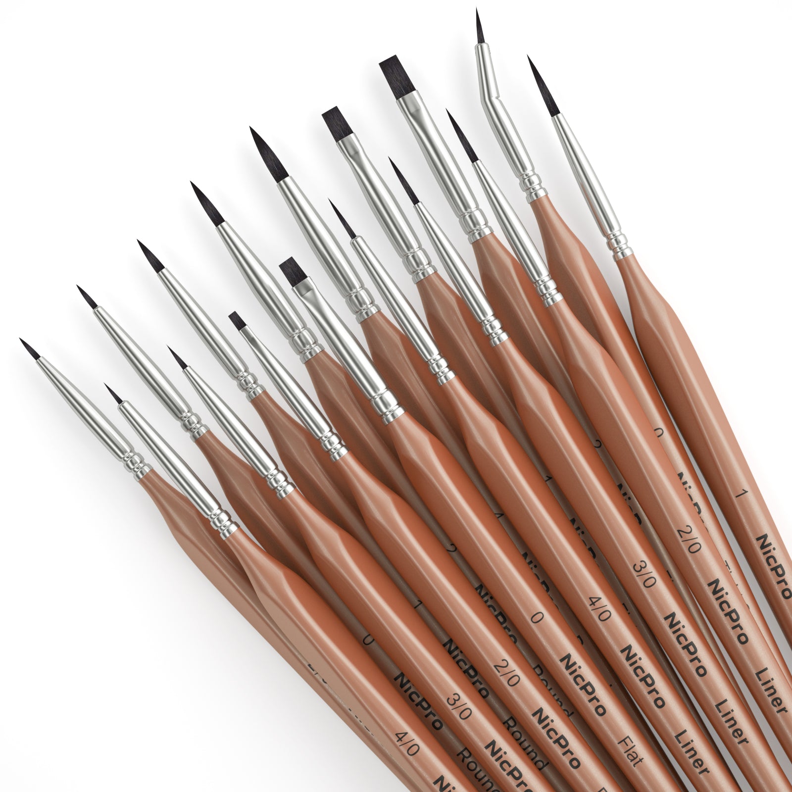 Nicpro 16 PCS Detail Paint Brushes, Small Detail Paint Brush Set Fine Tip Professional Miniature Painting Artist Set for Micro Watercolor Oil Acrylic Craft Models Rock Army Paint by Number for Adult