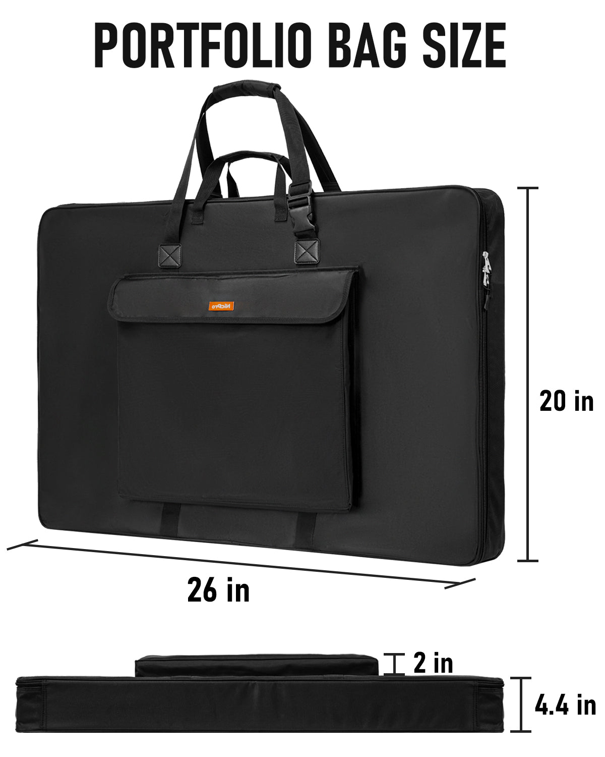 Nicpro Art Portfolio Bag 20 x 26 Inches, Waterproof Nylon Artist Case Carrying Bag Soft Sided with Shoulder Strap, Storage for Artwork Sketch, Drawing, Canvas, Photography, Poster, Solar Panel