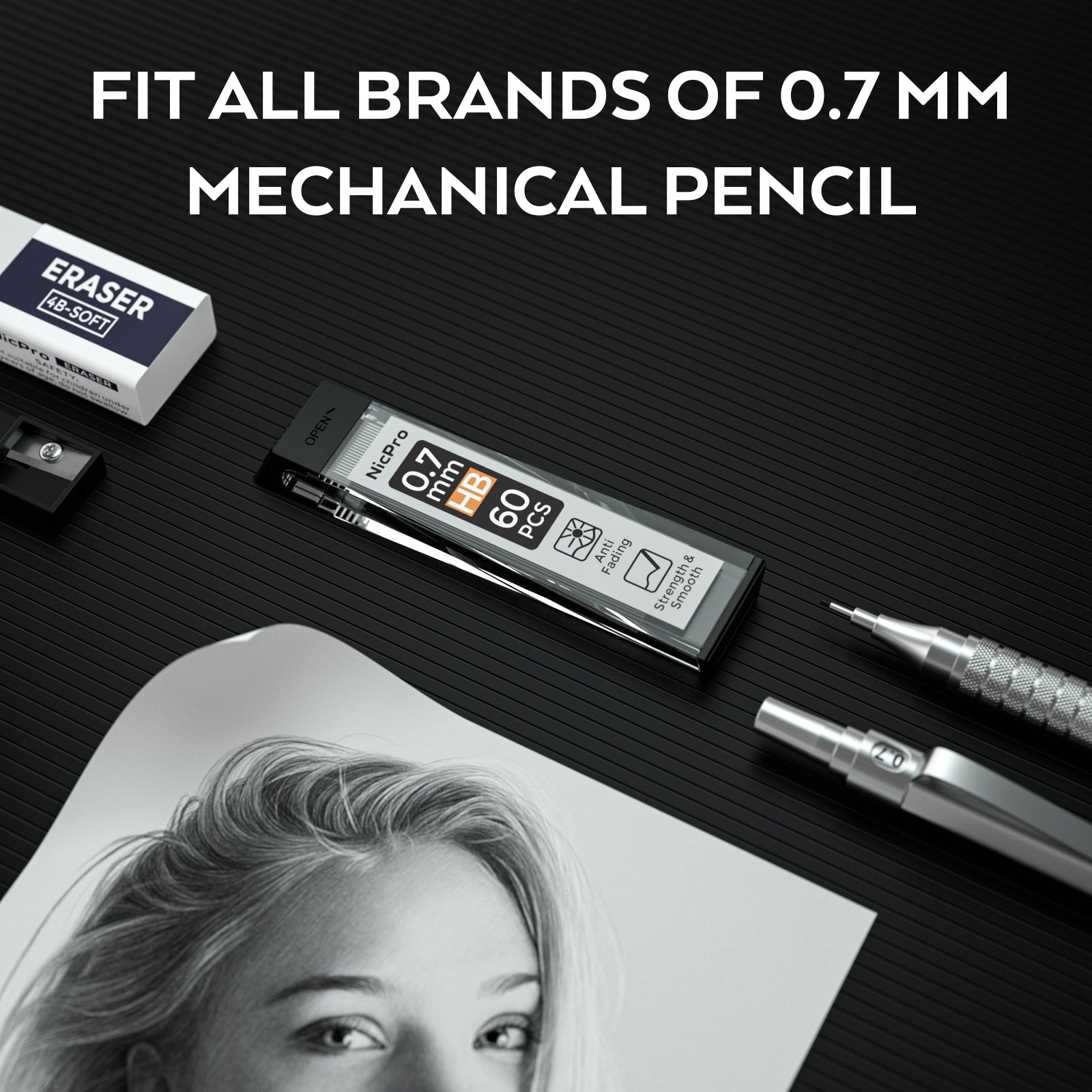 Nicpro 1200 PCS Lead Refills 0.7mm HB Break Resistant Mechanical Pencil Refills 0.7 mm, 60 Pack Per Tube, 20 Tubes