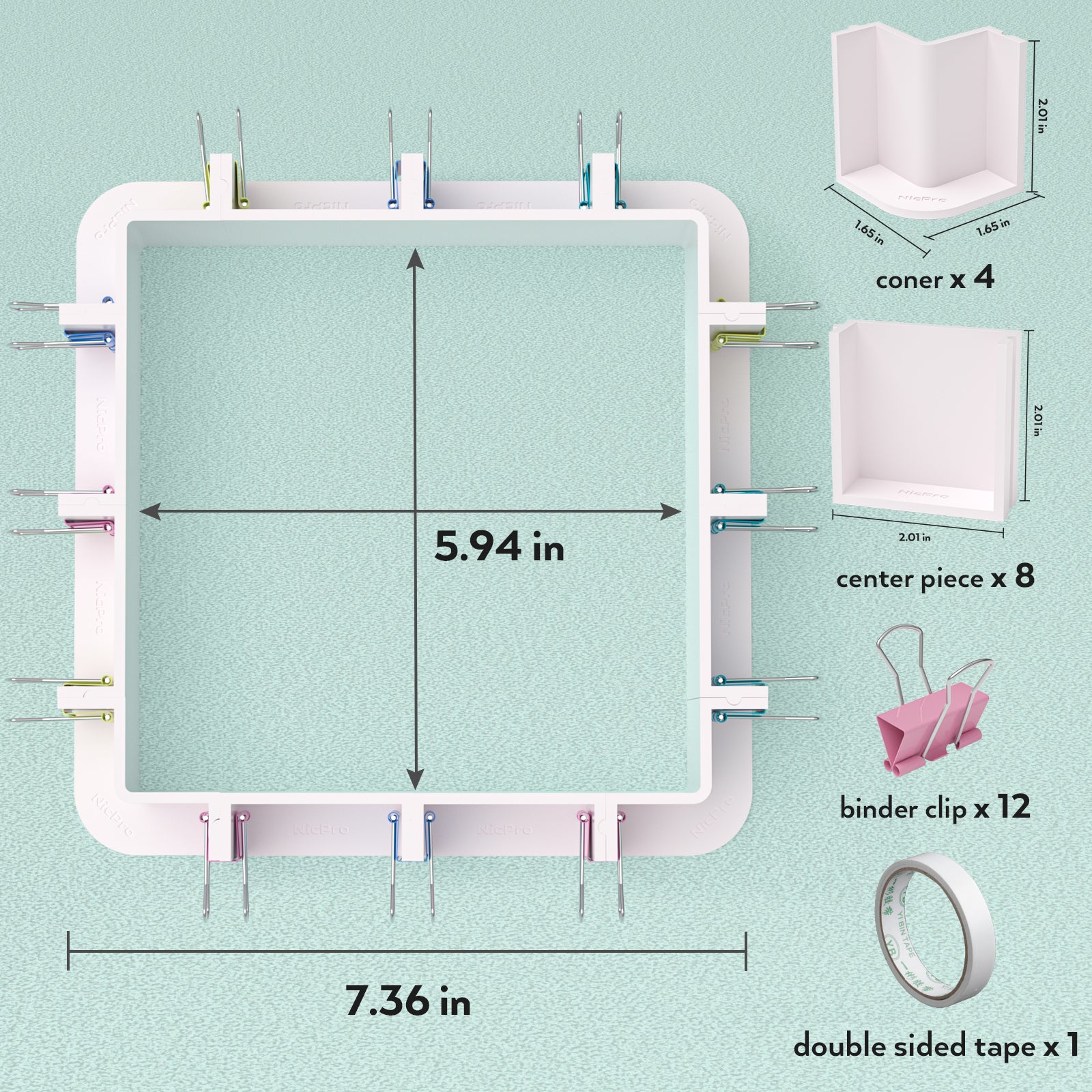 Nicpro Adjustable Molds Housing for Silicone Mold Making, Reusable Plastic Housing Frame Mold Making Silicone Rubber, for DIY Resin Molds, Soap Molds, Candle Molds with Binder Clips, Double-Sided Tape
