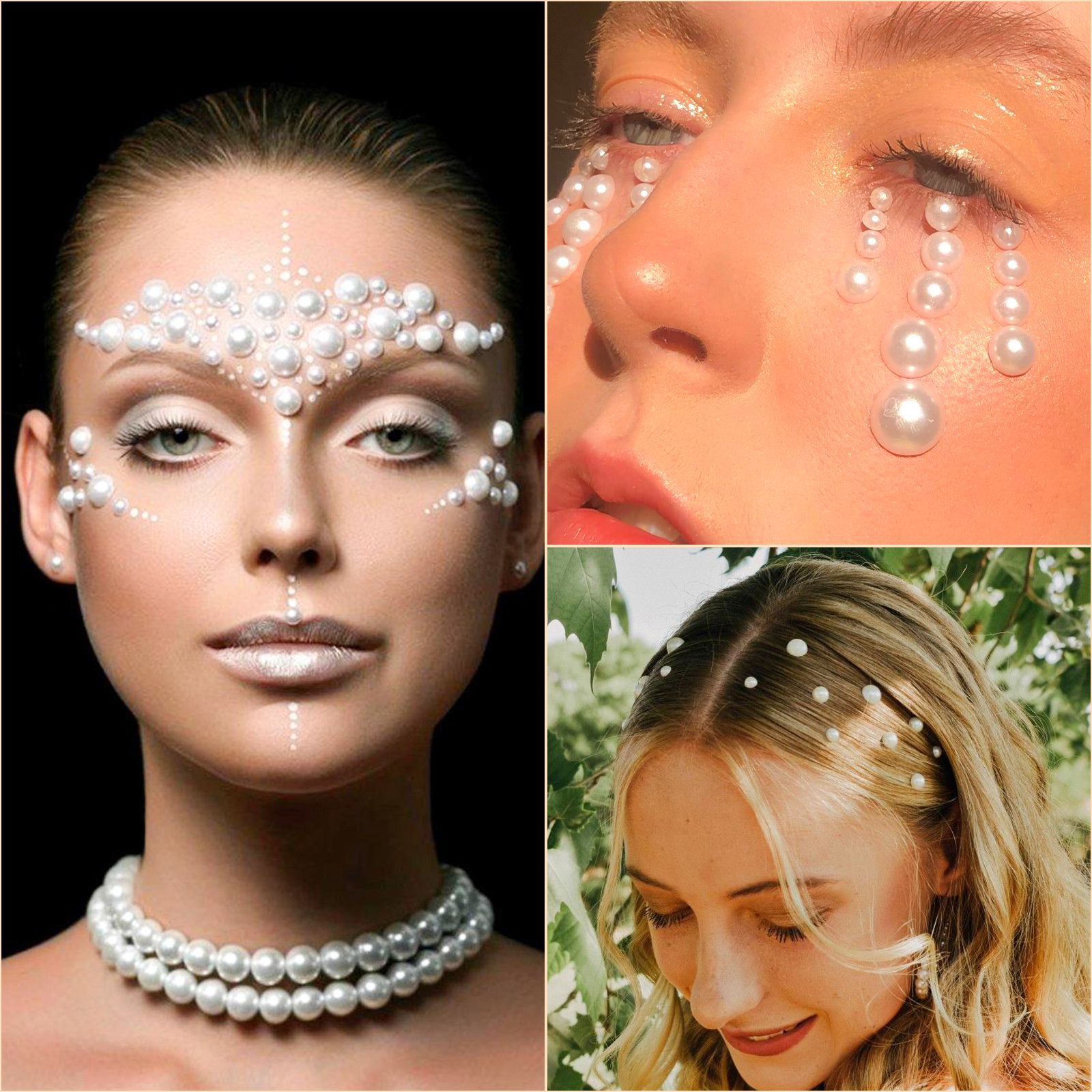1050 PCS Pearl Stickers Self Adhesive,Nicpro 5 Size Stick On Makeup Pearl Gem Jewels Decor for Face, Body, Nail, Hair, Phone Art Craft Scrapbooking Embellishments, Size 4mm/5mm/6mm/8mm/10mm