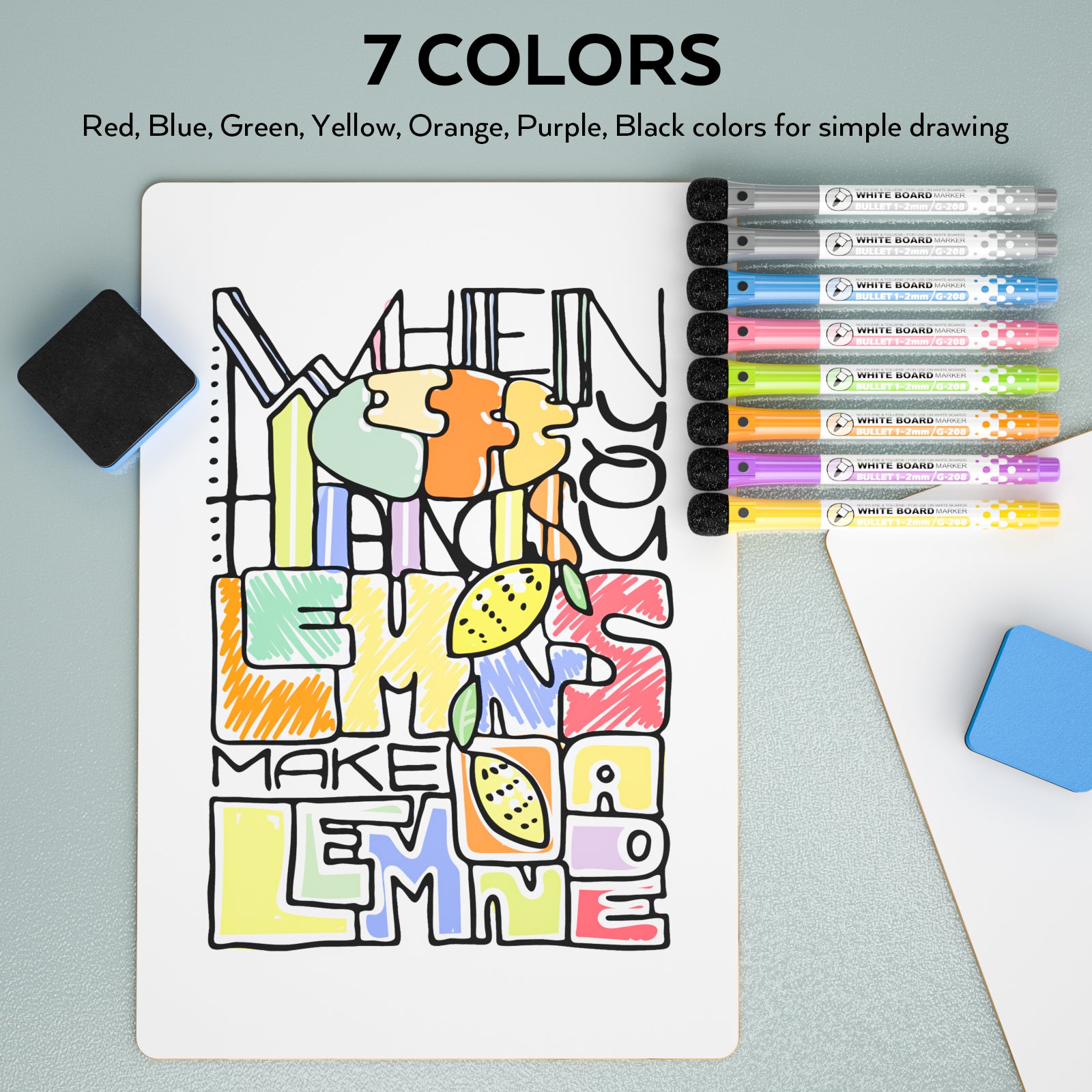 Nicpro 2 Pack Dry Erase Lap Board 9 x 12 Inches Double Sided Lapboard Bulk with 8 Water-Based Pens 2 Eraser, Learning Whiteboard Portable Drawing Board for Kid Student and Classroom Use