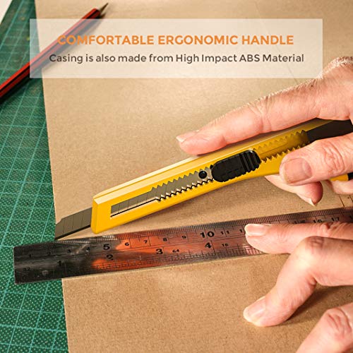 Nicpro 15 PCS Utility Knife Box Cutters Retractable Razor Knife 9mm with 30 PCS Extra Snap Off Blades for Lightweight Office, Home, Arts Crafts, Hobby