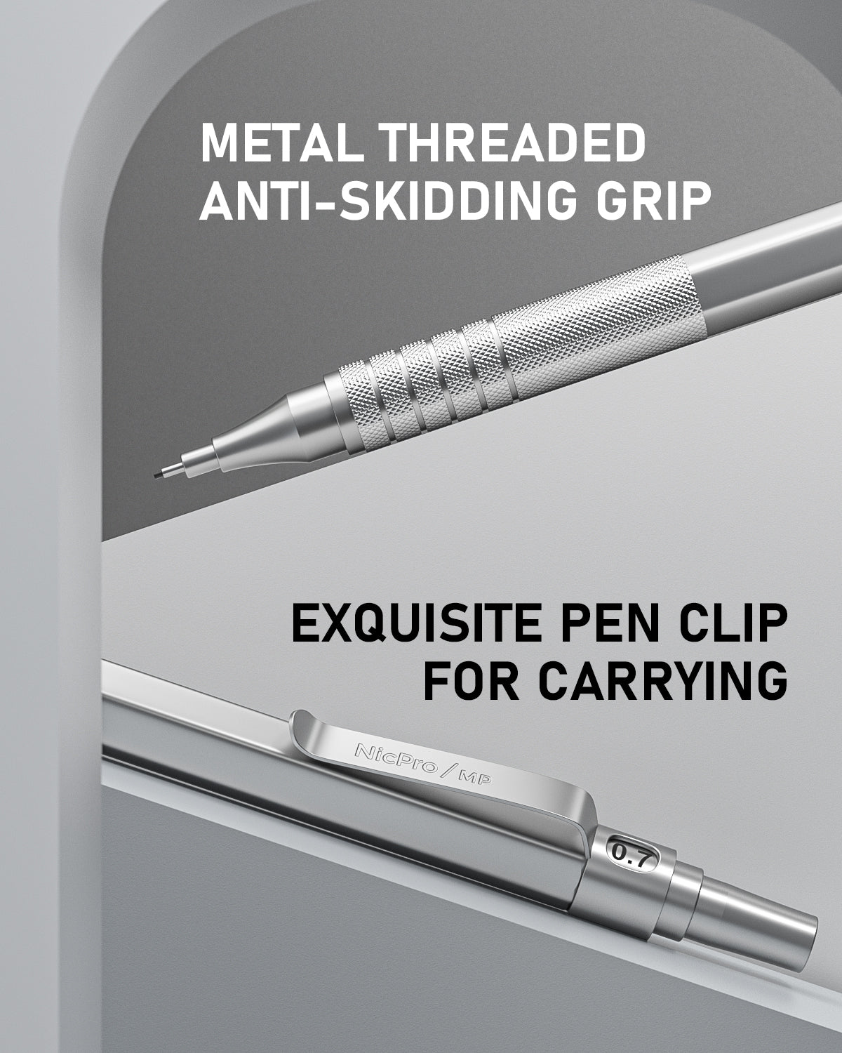 Nicpro 0.7 mm Mechanical Pencils Set, 3 PCS Metal Automatic Drafting Pencil Mechanical Pencil With 6 Tubes HB Pencil Leads And 3 Erasers For Writing Draft, Drawing, Sketch-Come With Case