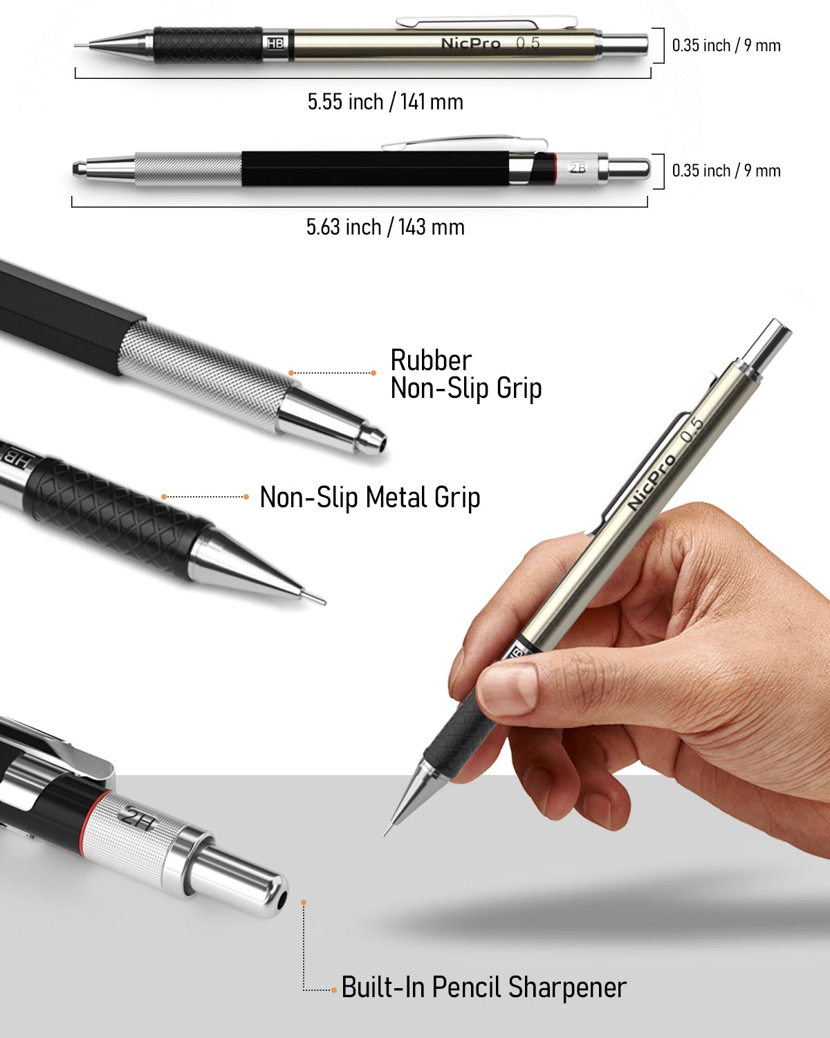 Nicpro 29PCS Art Mechanical Pencils Set in Leather Case, Metal Draftin