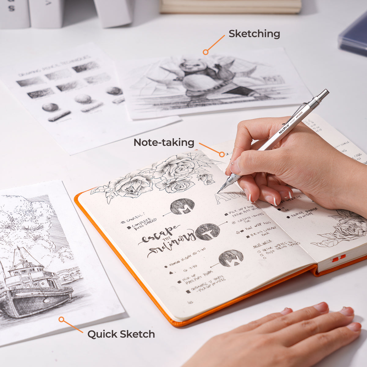 Buy 2, Get 1 Free! 3 Total! (US Only) Nicpro 5PCS Metal Mechanical Pencil Set with Case, with Drafting Lead Pencil 0.5, 0.7, 0.9 mm, 2PCS 2mm (4B 2B HB 2H), Lead Refills, Pencil Sharpeners, Erasers for Writing, Drawing, Sketching