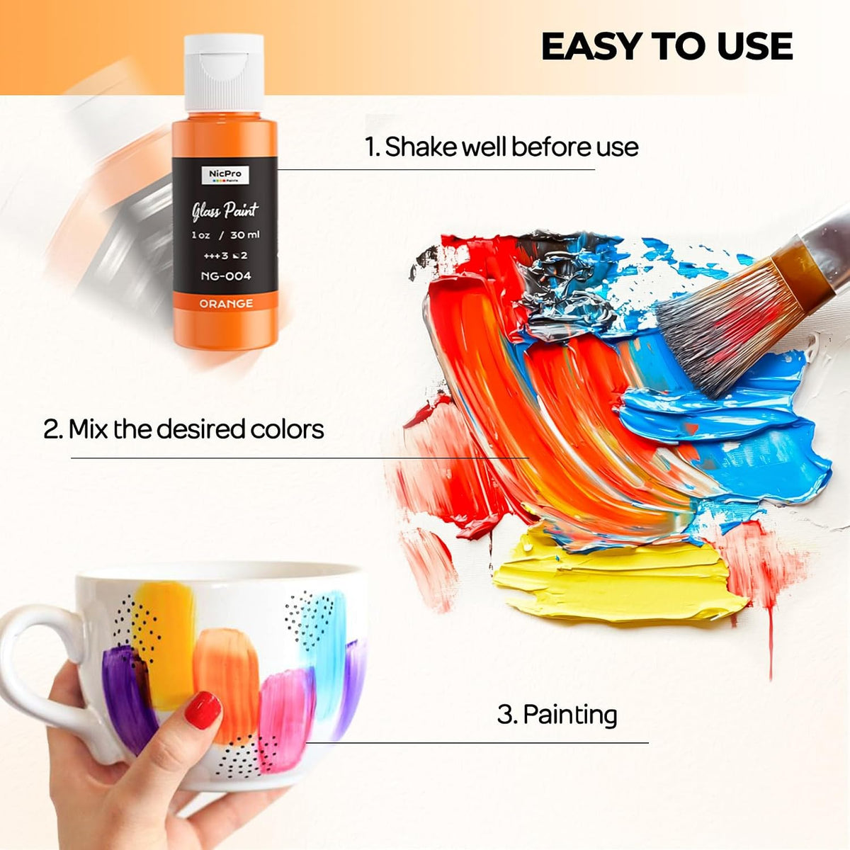 Nicpro 18 Colors Glass Paint Set - Image 4
