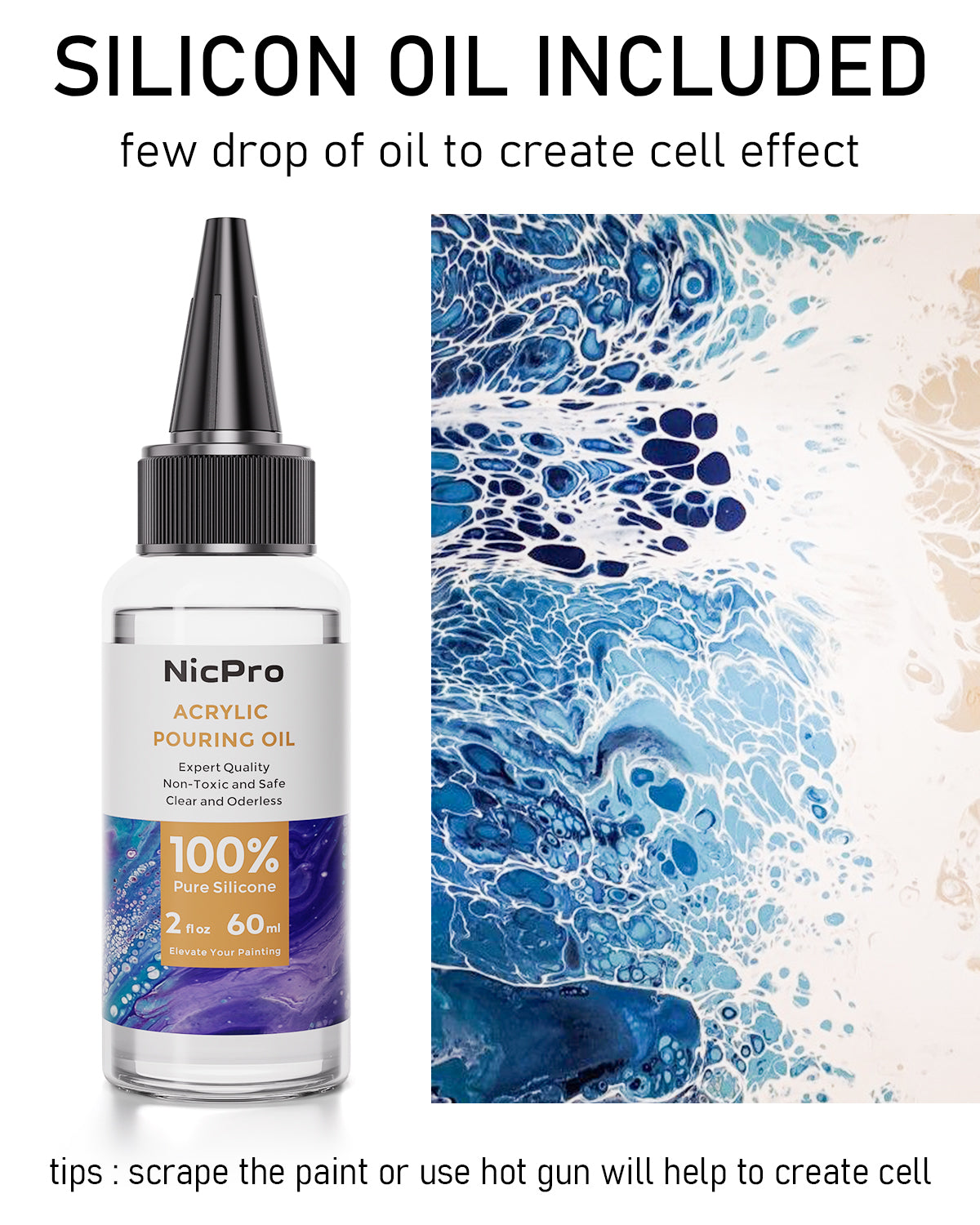Nicpro 14 Colors Large Bulk Acrylic Pour Paint Set (33.8 oz,1000 ml) Premixed High Flow Art Pouring Paint Supplies Kit with Silicone Pour Oil, Gloves for Beginner Cell Creation Flow DIY, Ready to Pour