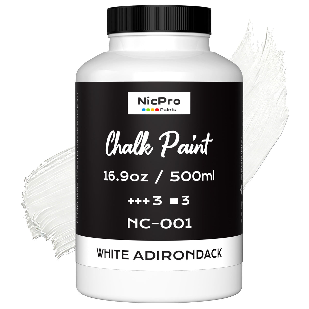Nicpro All-in-One White Chalk Paint for Furniture, 16.9 oz (500ml) Matte Finish Acrylic Craft Paint, Built-In Primer & Top Coat, Non-Toxic Furniture Paints for Cabinets, Wood, Metal, Home Decor