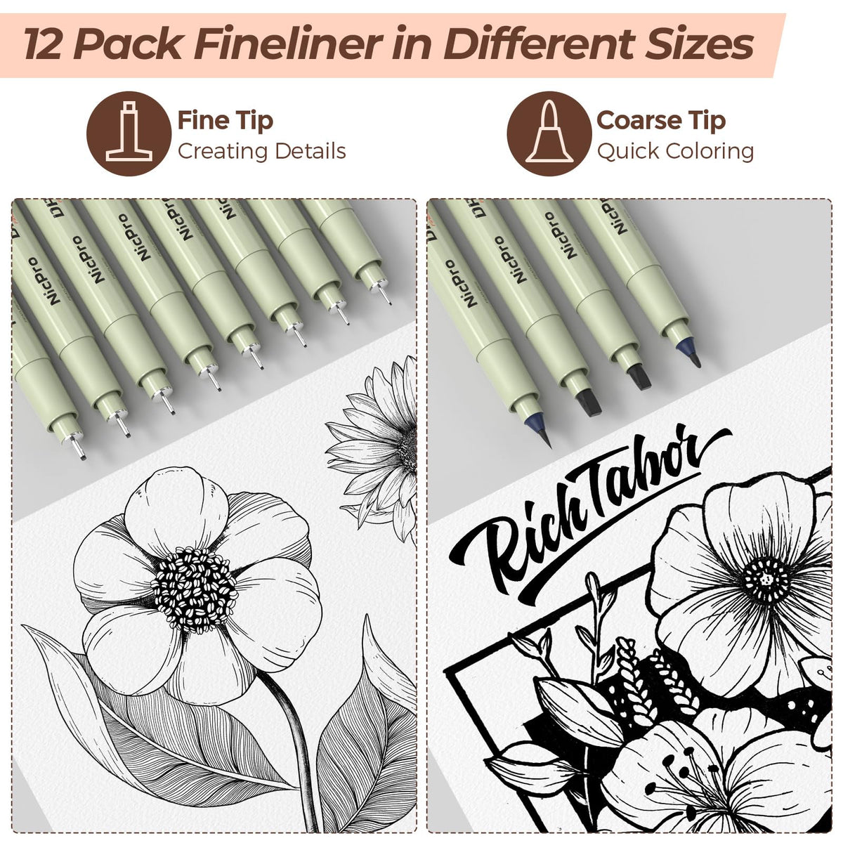 Nicpro 180 PCS Art Drawing Supplies Kit, Pro Art Supplies for Adult & Teens, Sketch Kit with 100 Sheets 3-Color Sketchbook, Micron Pen, Metal Mechanical Pencil, Charcoal Pencil & Sticks, Gift for Artist