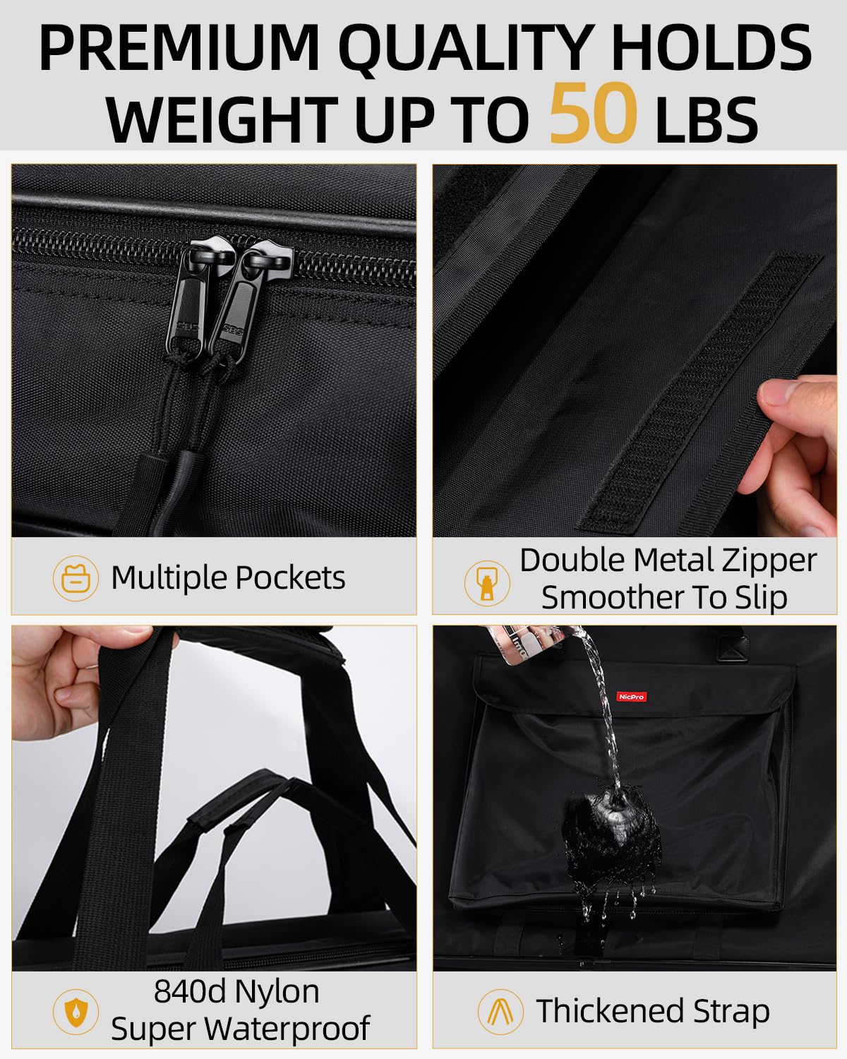 Nicpro Upgrade Art Portfolio Bag 20 x 26 Inches Waterproof Nylon Artist Carrying Bag Hard Sided Sturdy with Shoulder Strap,Storage Case for Artwork Sketch Drawing Canvas Photography Poster Solar Panel