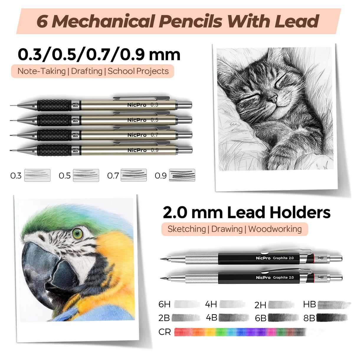 Nicpro 180 PCS Art Drawing Supplies Kit, Pro Art Supplies for Adult & Teens, Sketch Kit with 100 Sheets 3-Color Sketchbook, Micron Pen, Metal Mechanical Pencil, Charcoal Pencil & Sticks, Gift for Artist