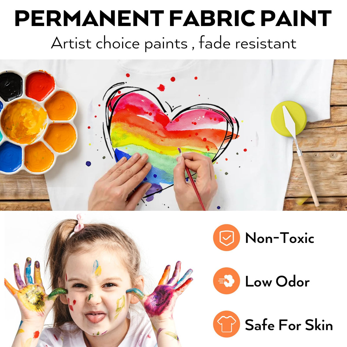 Nicpro 6 Colors Fabric Paint for Furniture with Pump, 33.8 fl oz Fabric Paint for Clothes Permanent, Soft Rich Pigment Non-Toxic Textile Paint for Fabric DIY Crafts T-shirt Shoes Jeans for Kid Adult