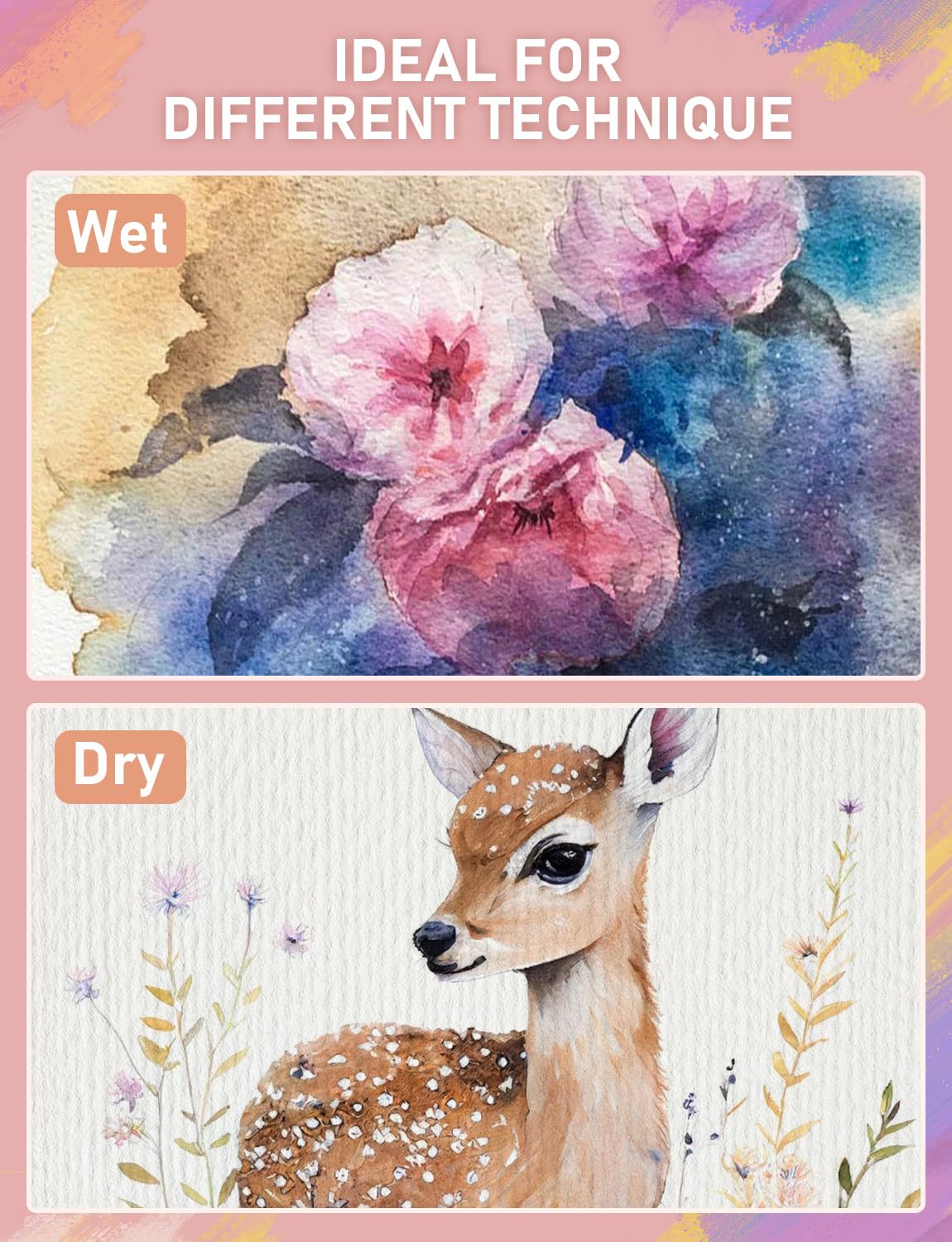 Nicpro 48 Colors Watercolor Paint Set with 8PCS Squirrel Painting Brushes, 25 Sheet Water Color Paper, 2 Water Brush Pens, Palette, Sponge, Art Supplies Kit for Artist Adult Kid Beginner with Gift Box