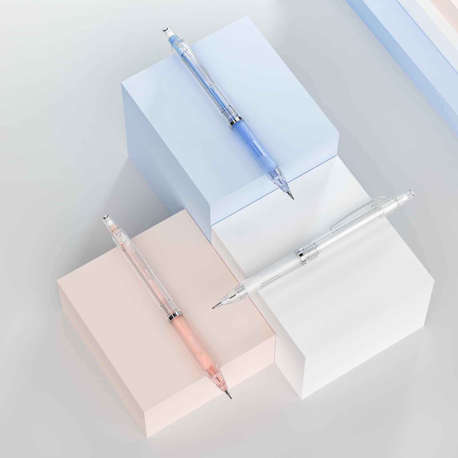 Nicpro 3 PCS Pastel Mechanical Pencil 0.7 with Case for School, with 6 tubes HB Lead Refills, 3 x Erasers, 9 x Eraser Refills for Student Writing, Drawing, Sketching, Blue & Pink & White Colors