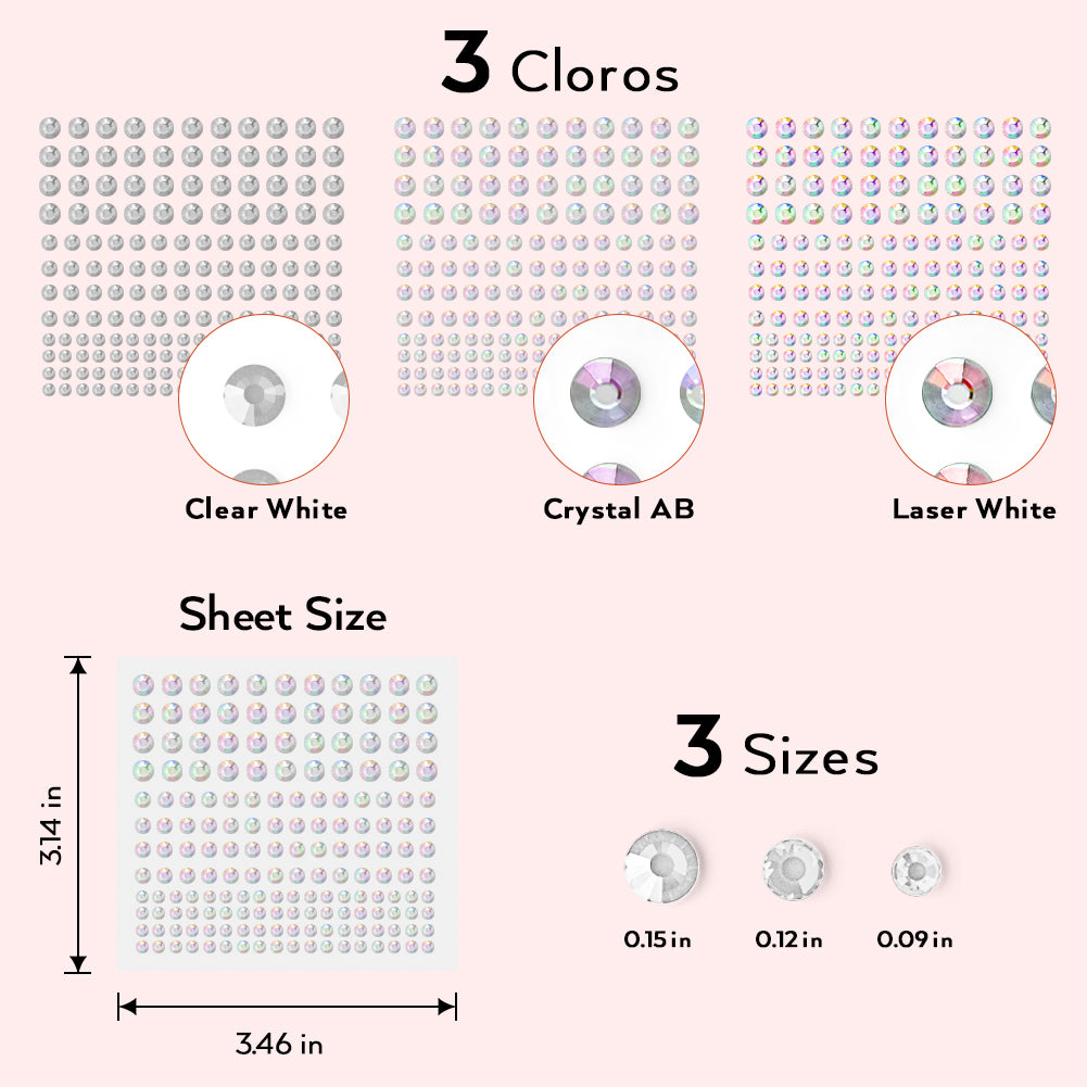 Rhinestone Stickers 4125 PCS, Nicpro Self Adhesive Face Gems Stick on Body Jewels Bling Decal Crystal in 3 Size 3 Clear Colors, 25 Embellishments Sheet for Decorations, Art, Crafts Nail Hair Makeup