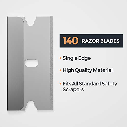 Nicpro 140 Pack Single Edge Razor Blades Replacement Industrial Cutter Refill For All Standard Utility Scraper Knife, Paint & Sticker Remove