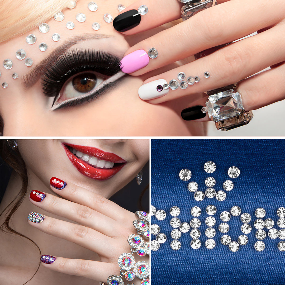 Rhinestone Stickers 4125 PCS, Nicpro Self Adhesive Face Gems Stick on Body Jewels Bling Decal Crystal in 3 Size 3 Clear Colors, 25 Embellishments Sheet for Decorations, Art, Crafts Nail Hair Makeup