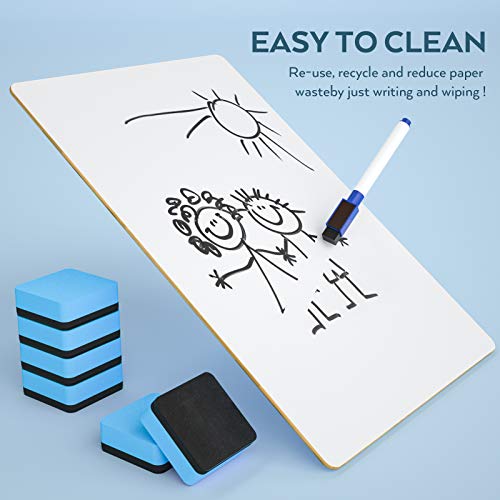 Nicpro 12 Pack Dry Erase Lapboard Set Small Kid Whiteboard 9 x 12 inches Double Sided with 18 Water-Based Pens and 6 Erasers Learning Mini Bulk White Board for Student and Classroom Use