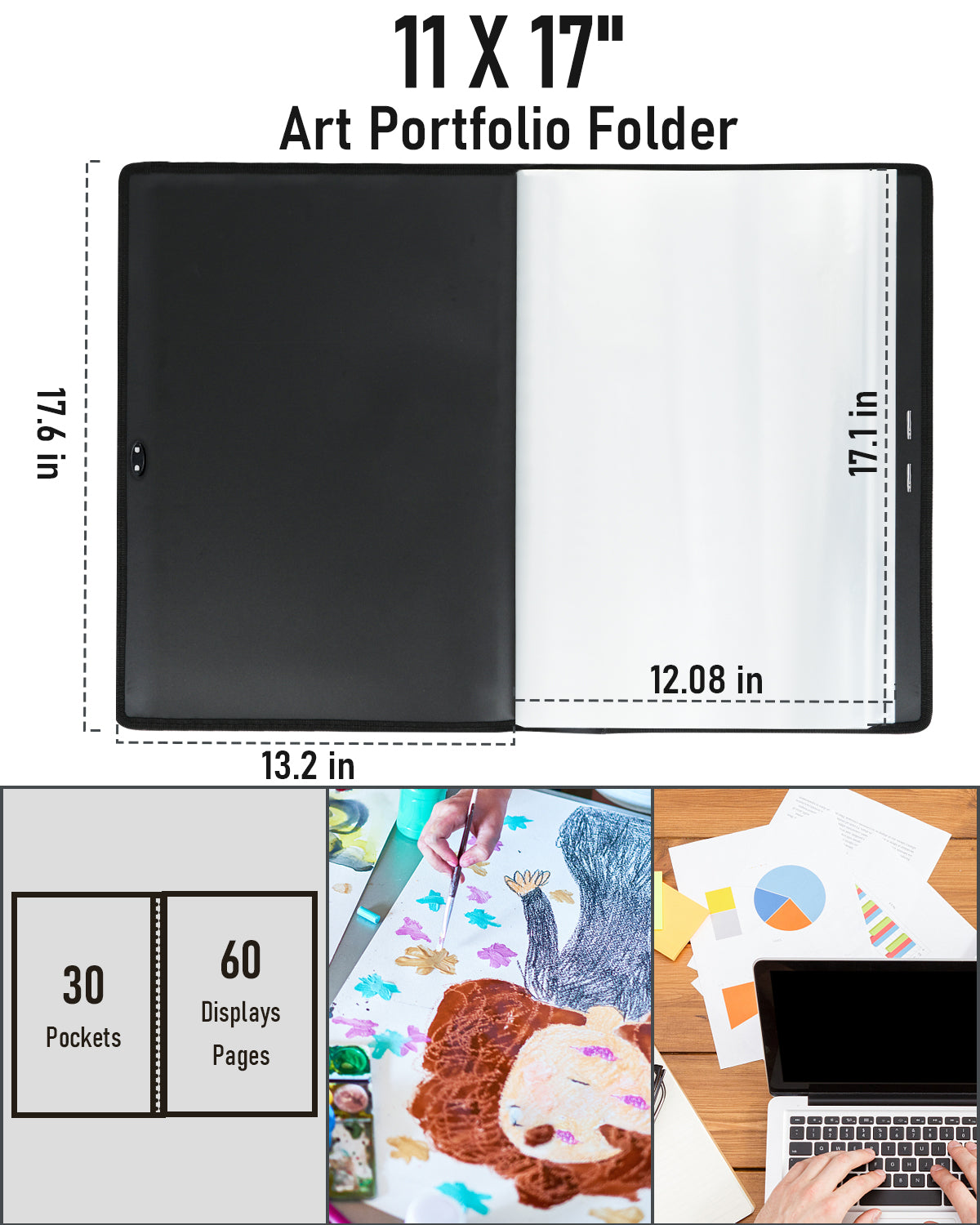 Nicpro Art Portfolio 11x17, Upgraded Large Portfolio Folder for Artwor