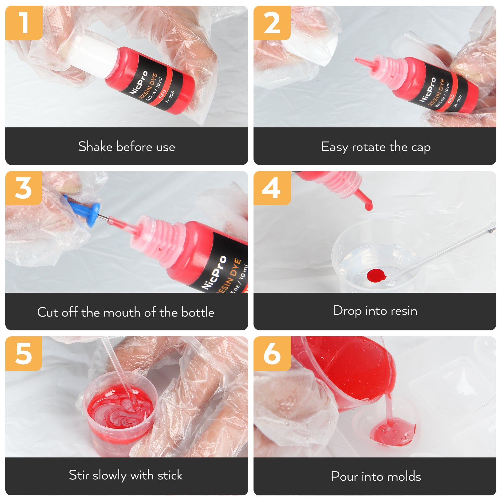 Nicpro 24 Colors Epoxy Resin Pigment, Liquid Epoxy Dye Translucent Resin Tint Colorant for Resin, DIY Jewelry Craft Paint Art Making - 0.35oz Each