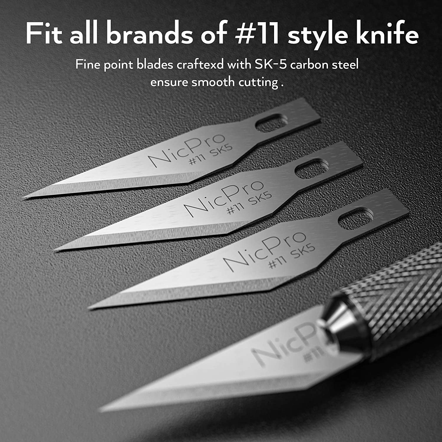 Nicpro 120 Pcs Hobby Blades Set SK-5, Utility Excel #11 Art Blades Refill Cutting Tool with Storage Case