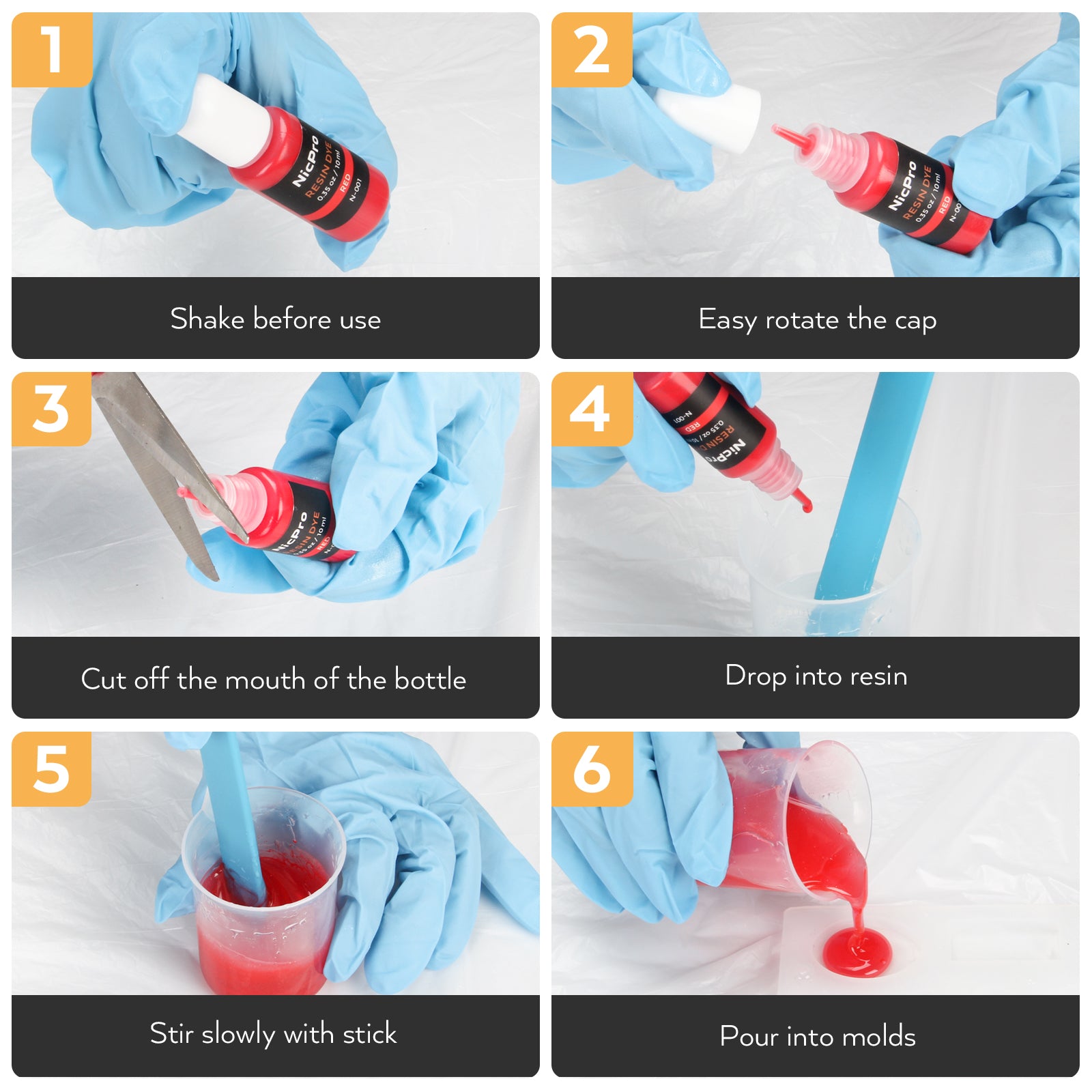 Nicpro 16 oz Epoxy Resin Kit Supplies with 15 Colors Liquid Resin Pigment Dye, Silicone Sticks,Mat, Measuring Cups, Gloves for Art, Crafts, Tumblers & Jewelry Making, Molds, Coating